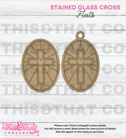 Silicone Mold For Resin | Stained Glass Cross Flat/ Keychain