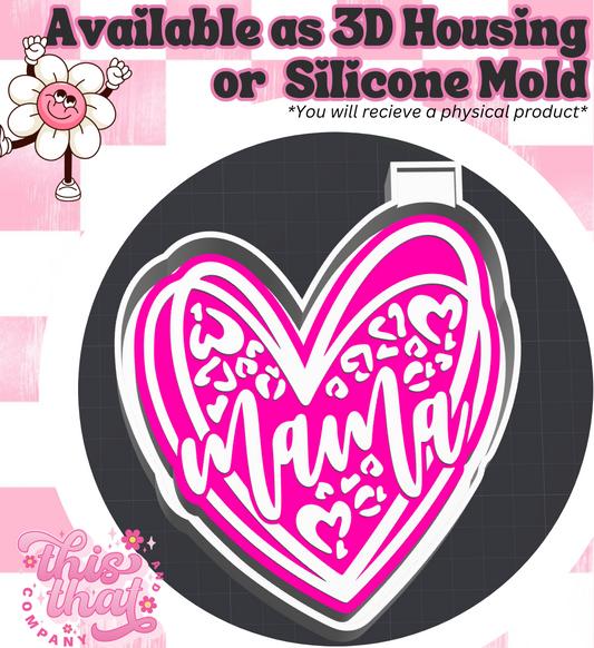 Freshie | Silicone Mold | Leopard Print 'Mama' Heart
