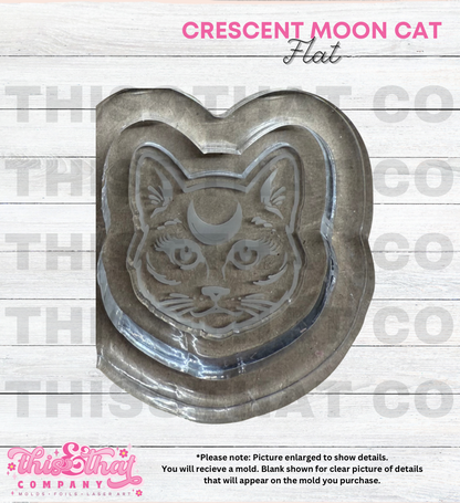 Silicone Mold For Resin | Crescent Moon Cat Flat