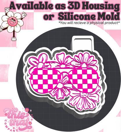 Freshie | Silicone Mold | 3D Printed Housing | Checkered Floral Sunglasses