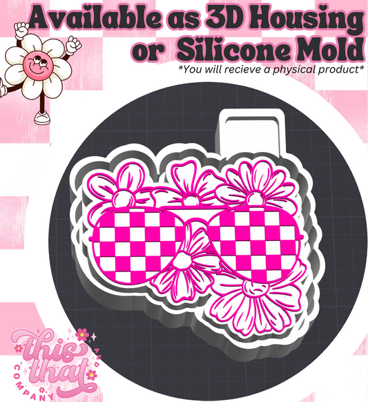 Freshie | Silicone Mold | 3D Printed Housing | Checkered Floral Sunglasses