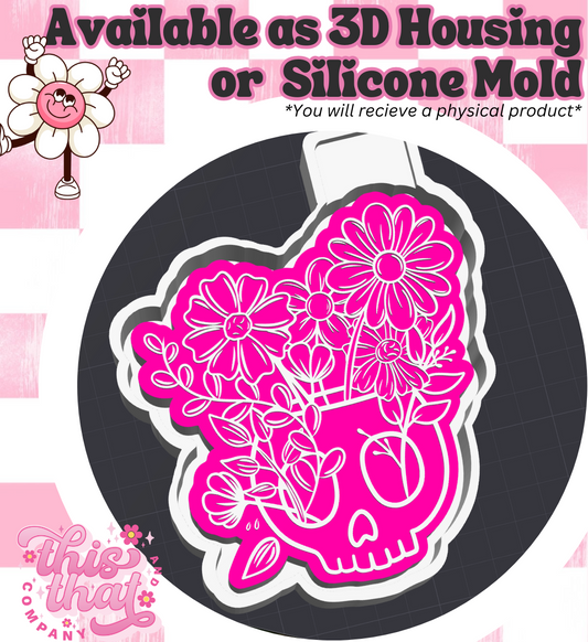 Freshie | Silicone Mold | 3D Printed Housing | Skull Flower Pot