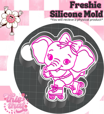 Freshie | Silicone Mold | Roller Skating Elephant