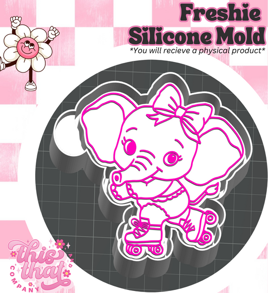 Freshie | Silicone Mold | Roller Skating Elephant