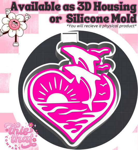 Freshie | Silicone Mold | Dolphin Heart