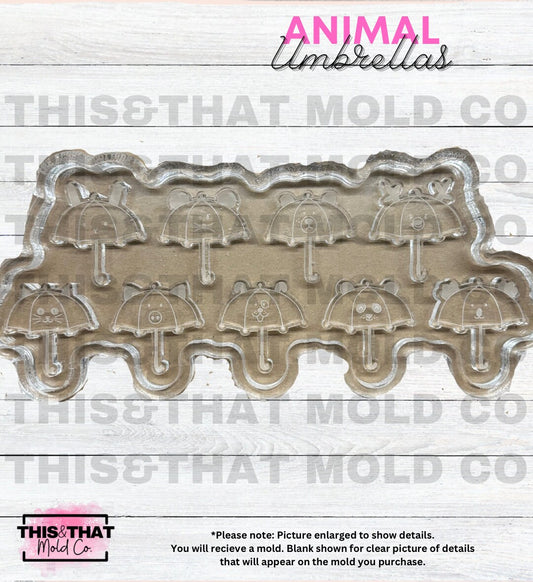 Silicone Mold For Resin | Umbrella Animals Palette