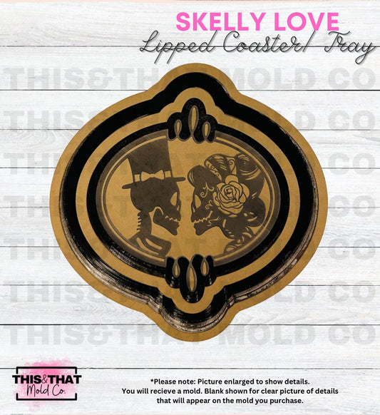 Silicone Mold For Resin | 'Skelly Love' Lipped Coaster/Tray