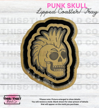 Silicone Mold For Resin | 'Punk Skull' Lipped Coaster/Tray