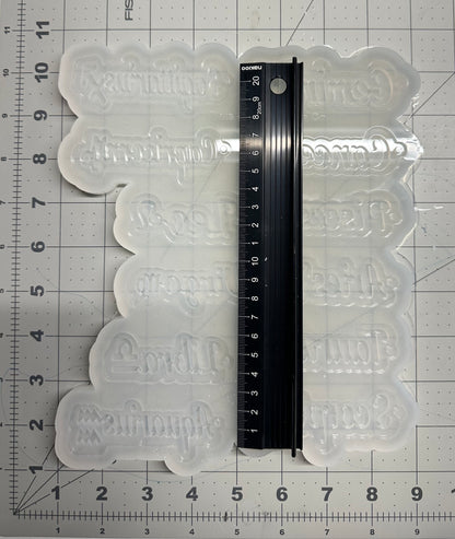 Silicone Mold for Resin | Zodiac Stacked Keychain with Hole Palette | LARGE MOLD