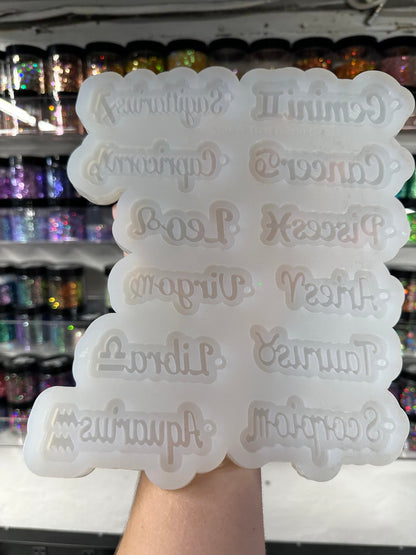 Silicone Mold for Resin | Zodiac Stacked Keychain with Hole Palette | LARGE MOLD