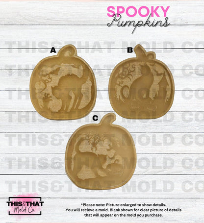 Silicone Mold For Resin | Pumpkin Cat Scene